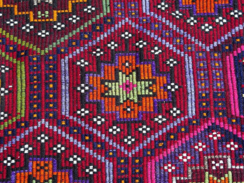 Multicolor Area Rug Boho Rug Vintage Turkish Kilim Embroidery Kelim Rug 72"x118" gallery