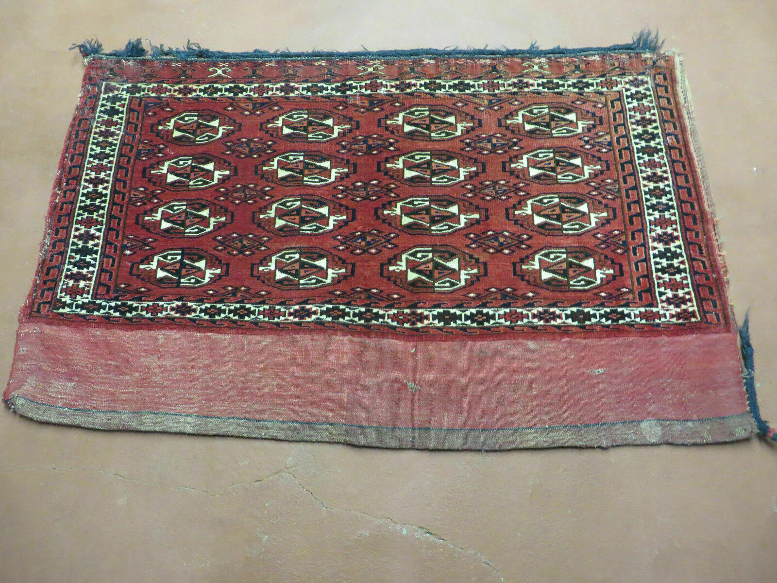 2.5' X 4' Antique Handmade Red Turkoman Tribal Wool Rug Cushion Case Elephant gallery