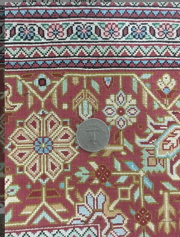 4.4 X 7 Authentic Qumm Area Rug Oriental Knotted Rare All Silk Pile Dark Blue A+ gallery
