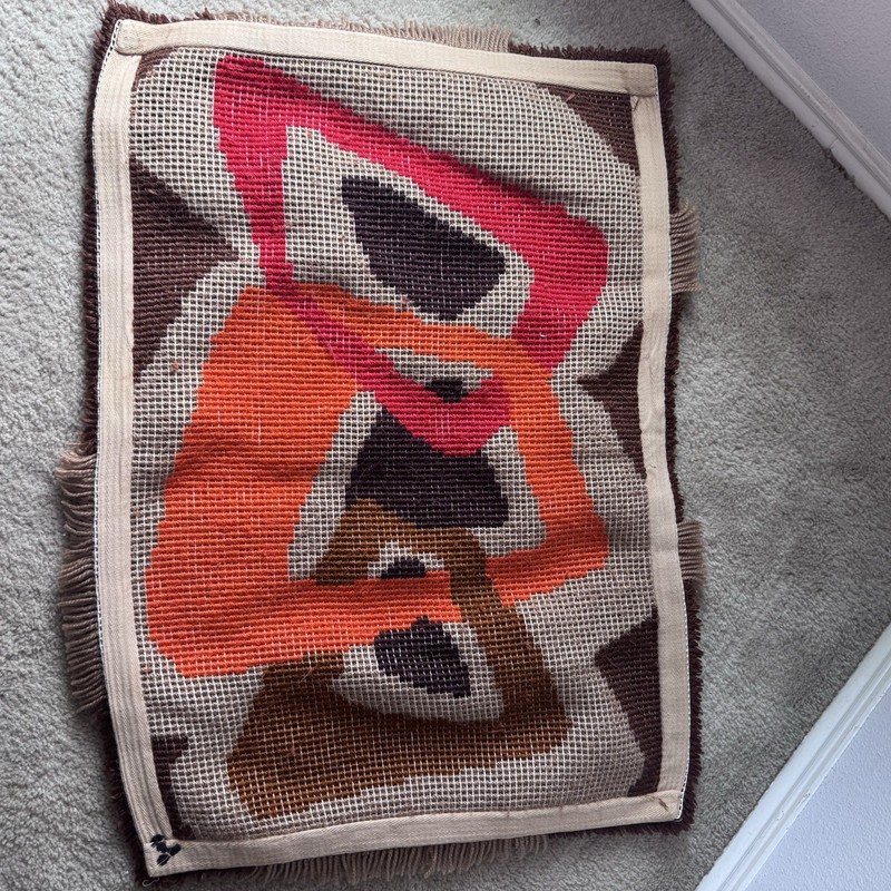 VTG Scandinavian Style Rya Shag Pile Rug Abstract Geometric Art Deco Design 70’s gallery