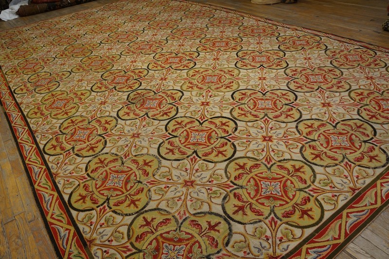 11'x19' Antique Large Needlepoint English Geometric Flat Weave Rug gallery