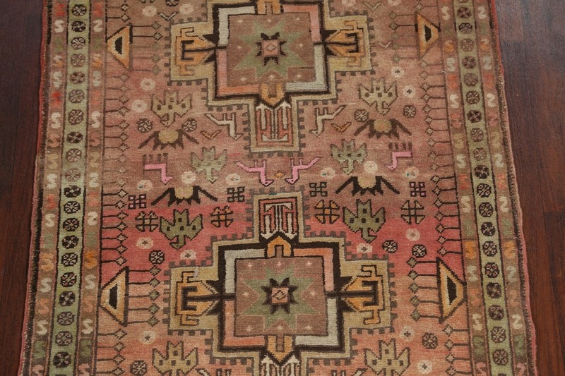 MEMORIAL DEAL Antique Traditional Tribal Geometric Runner Rug Wool Handmade 4x11 gallery