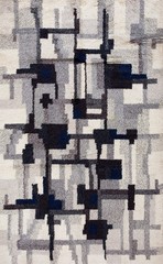 5’x9′ Vintage Mid Century Modern Geometric Gray Swedish Shag Pile Rya