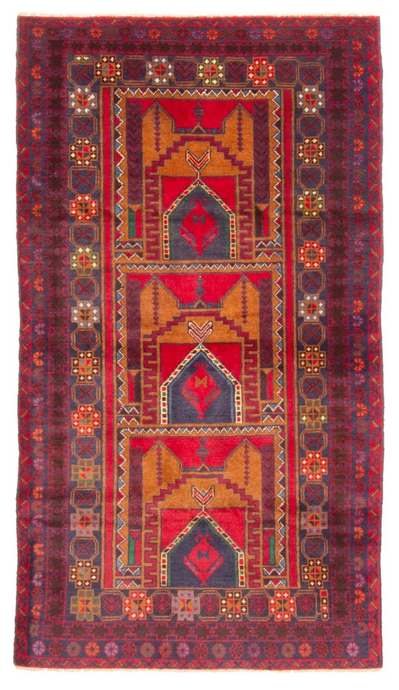 Vintage Hand-Knotted Area Rug 3'4" x 6'1" Traditional Oriental Wool Carpet