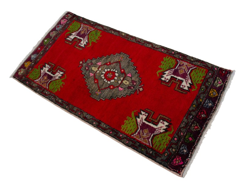 Vintage Small Oushak Rug 2x3 Hand-Knotted Colorful Turkish Wool Mat Door Mat gallery