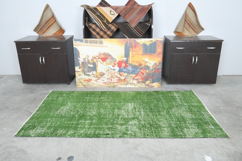 small turkish rug, hand-knotted carpet vintage rug, oushak area rug 4 x 7 ft 333 gallery
