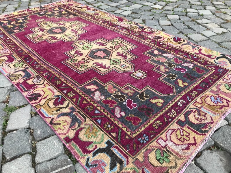Turkish Antique rug Bohemian Area rug Oushak rug Vintage Rug Handmade Wool rug gallery