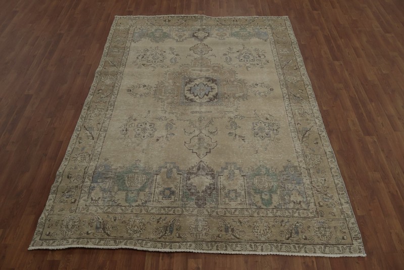 Timeless Beauty Handcrafted Area Rug 7x9 Beige Wool Handmade Room Size Carpet gallery