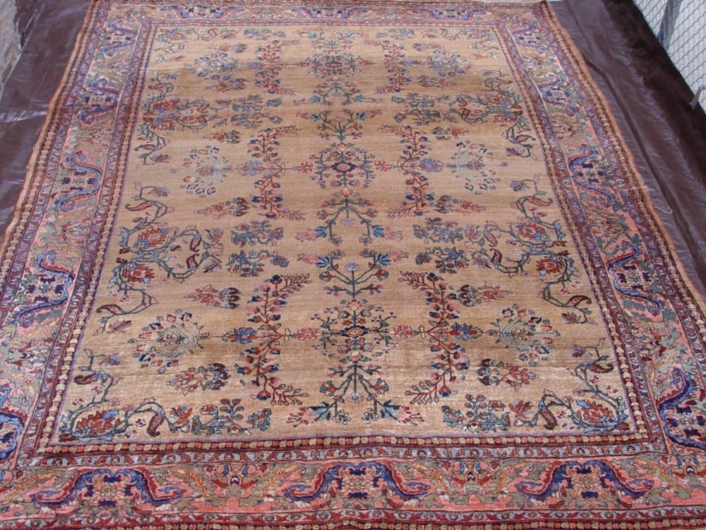 Rare Antique Bijarr Hand Knotted Wool Kurdish Camel Hair Oriental Rug 9' x 12'