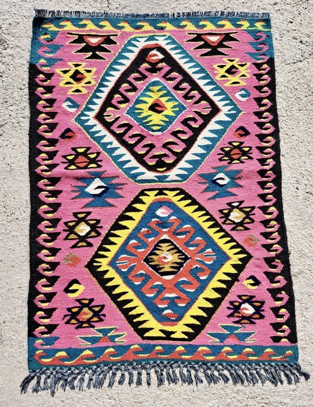 Pink Vintage Tribal Kayseri Kilim Rug from Turkey 113 cm x 80 cm gallery