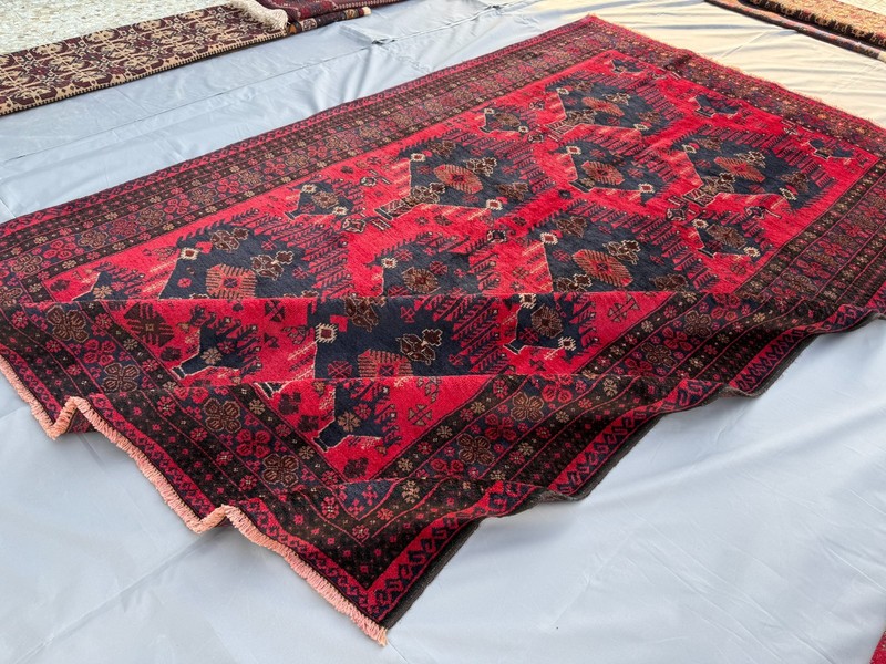 Antique Hand Knotted Afghan Baluchi Rug 5x9 ft Red Persian Style Oriental Carpet gallery