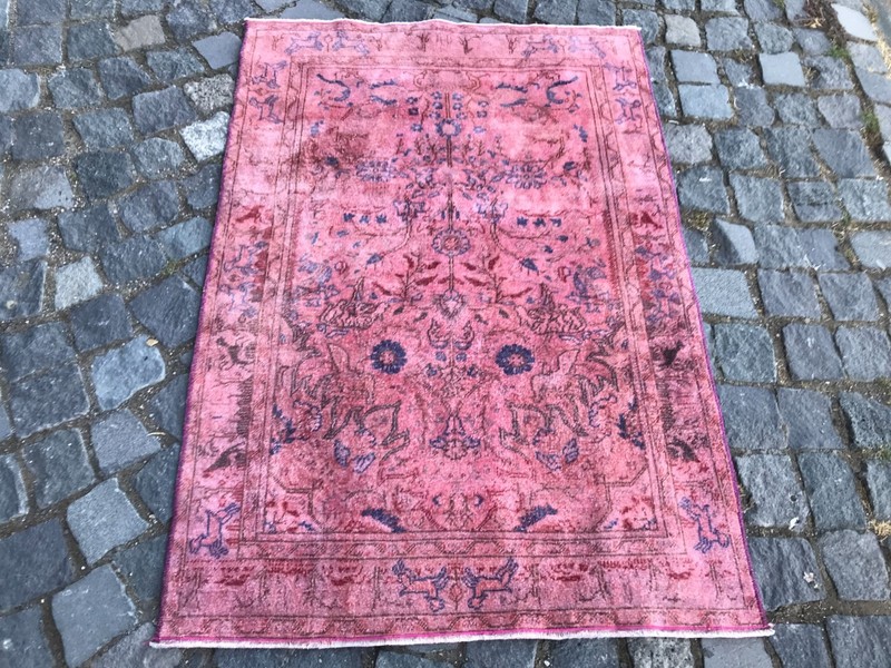 Bohemian Area Rug Handmade Wool Rug Turkish Vintage Traditional Rug 2,8 x 4,0 ft gallery