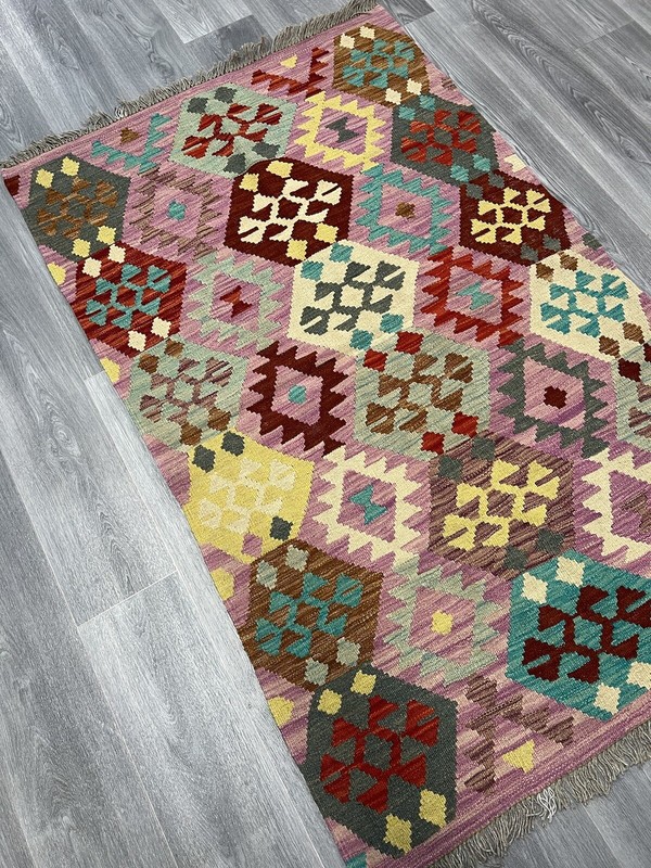 Vintage Kilim Traditional Hand Made Oriental Wool Kilim 5ftx3.2ft 168cmx104cm gallery