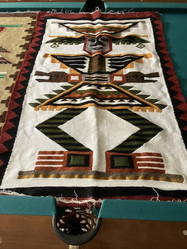 2 Vintage Native American Aztec South Western Wall Hanger Rug 28x46 Inches gallery
