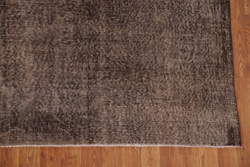 Over-Dyed Anatolian Turkish Area Rug 7x11 Wool Dark Brown Room Size Carpet gallery