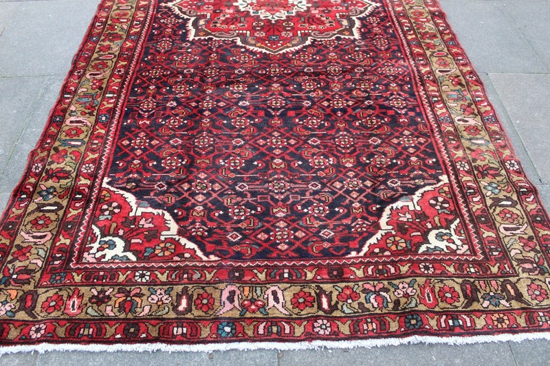Vintage Hand Made Traditional Oriental Wool Black Red Large Long Rug 312x166cm gallery