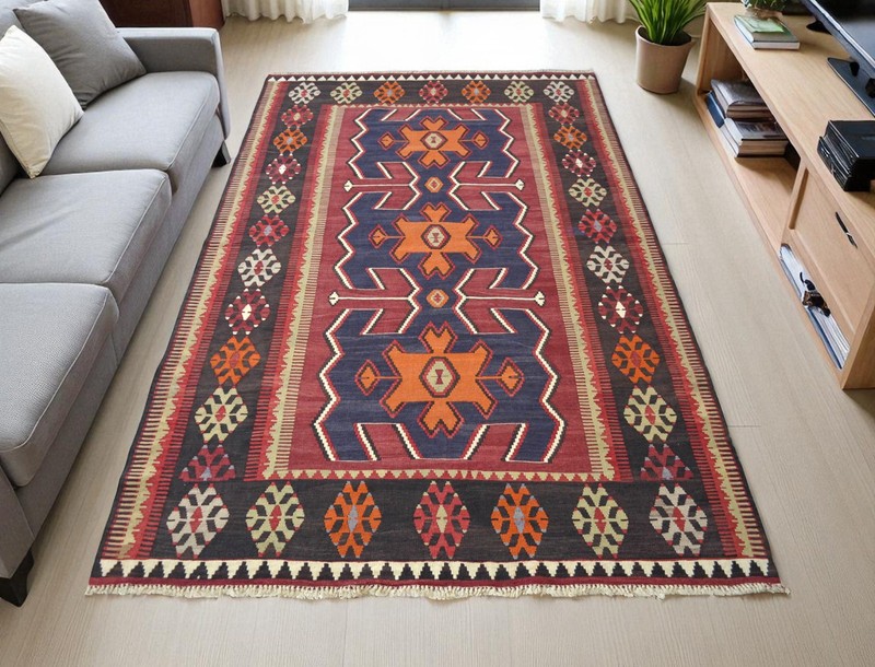 Rare 60s Vintage Turkish Kilim Rug | Handwoven Nomadic Obruk Rug | 4'8" x 7'9" gallery