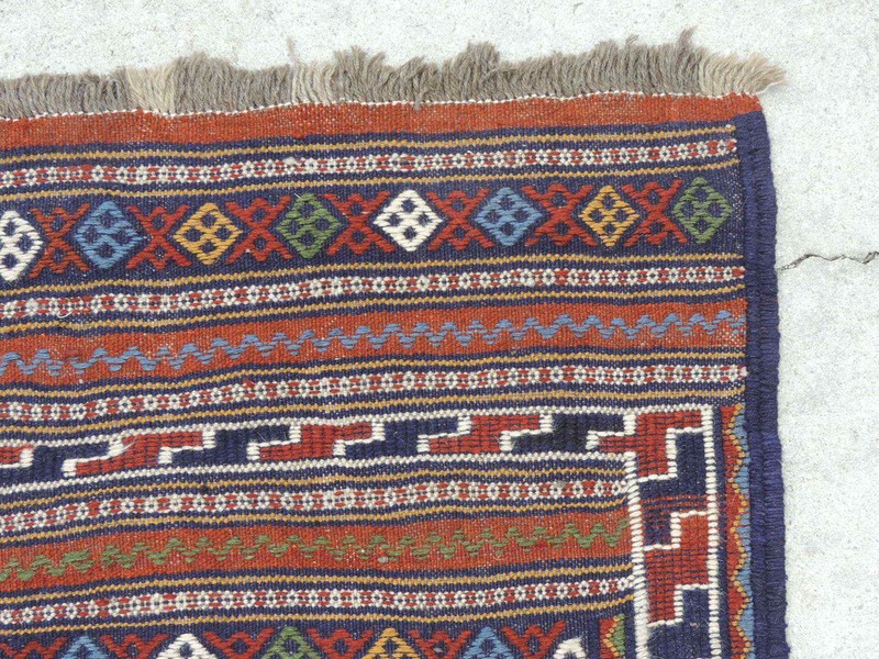 4x8ft. Vintage Sumak Flatweave Tribal Wool Rug gallery