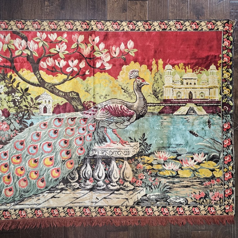 Vintage Peacock Pattern Velvet Tapestry Rug Pictorial Wall Hanging Sofa Cover gallery