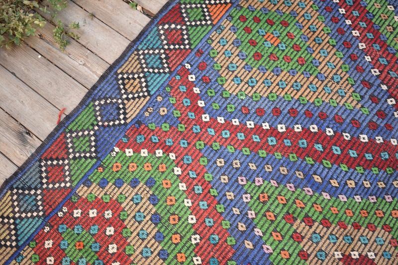 Turkish Kilim Handwoven 5'x11' Cicim Kilim Natural Wool Vintage Rug 160x355cm gallery