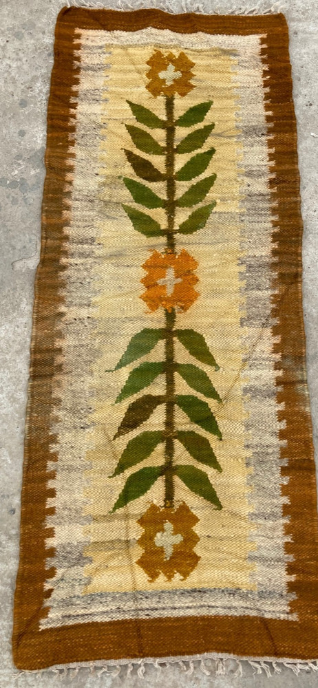 Vintage Traditional Handmade Beautiful Floral Kilim Floor Rug Carpet 122x49 cm
