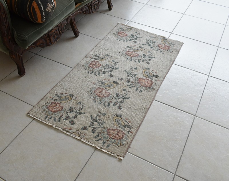 Vintage Oushak Rug 4x2 ft Turkish Floor Rug Faded Area Rug Oriental Rug gallery