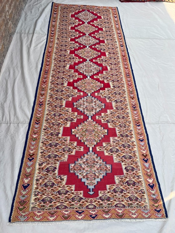 120 x 323 cm Stunning Vintage Super Fine Quality Senneh Knots Nine Medallion Rug gallery