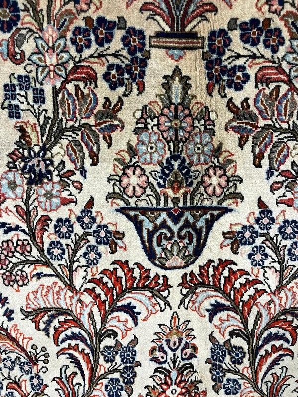 Oriental Floral Fine Turkish 4' 1" x 6' 10" Beige Hand Knotted Area Rug gallery