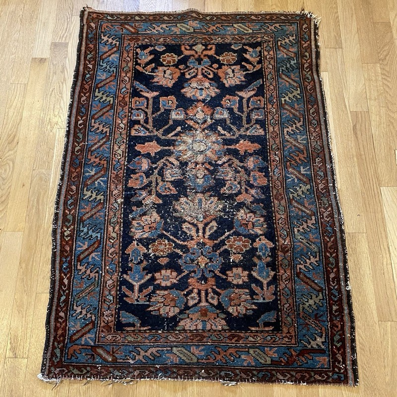 Vintage Rug 2' 9 x 3' 10 Blue Hand Knotted Oriental Rug gallery
