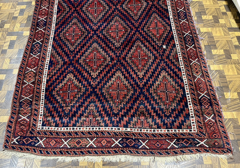 19th CENTURY ANTIQUE Unique Baluchistan Turkoman Oriental Rug Size 3’10” X 5’ 2” gallery