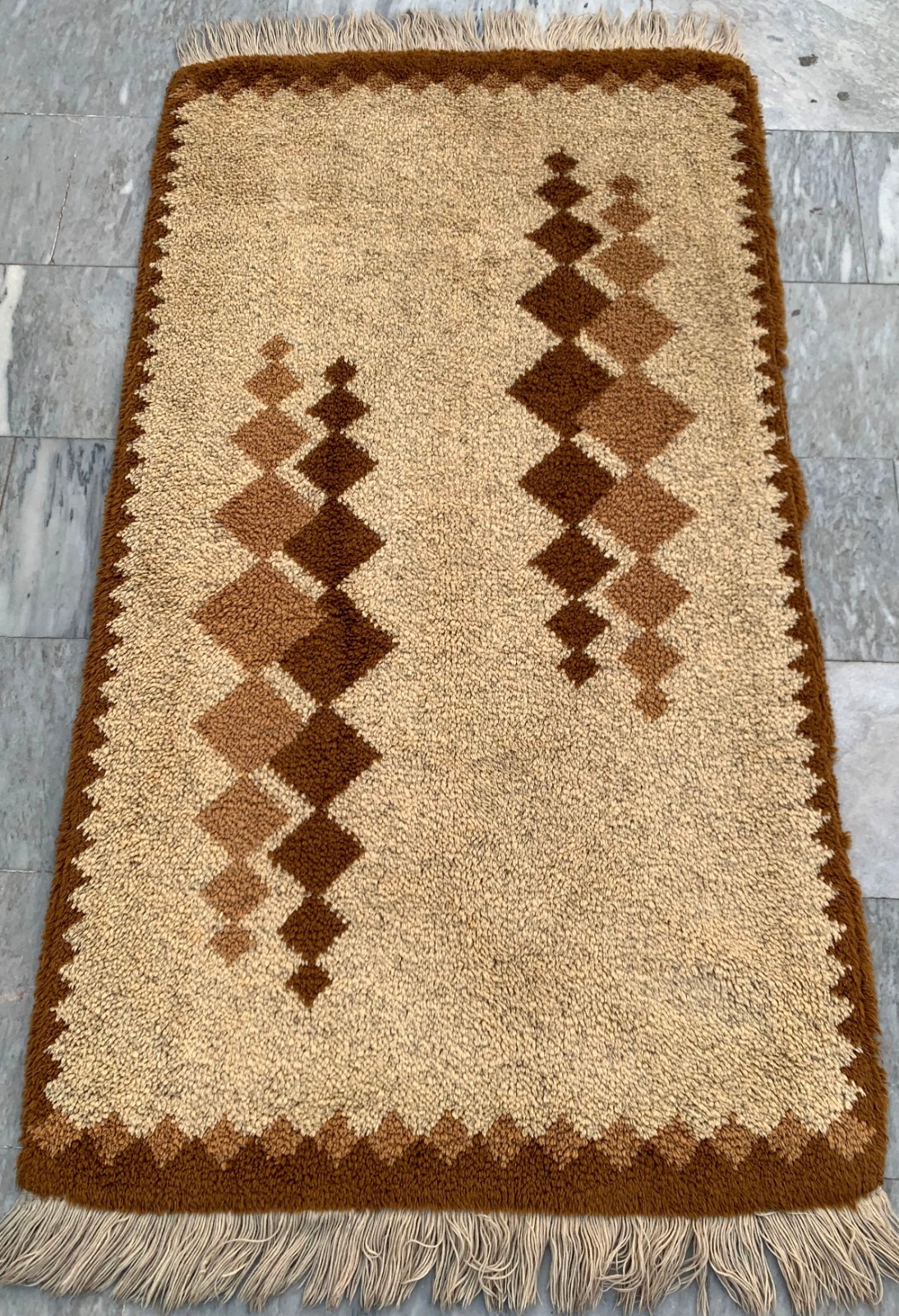 Vintage Mid-Century Scandinavian: Long-Pile Rya Shags, Traditional Rug (3x6 ft.) gallery