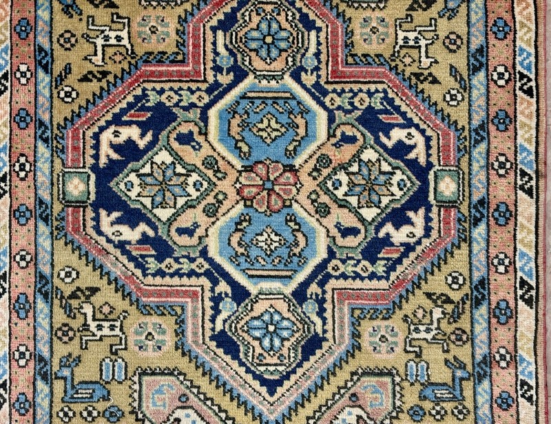 Vintage Ardebil Tribal Hand Knotted Wool Rug 2x3 Yellow Oriental Geometric Boho gallery