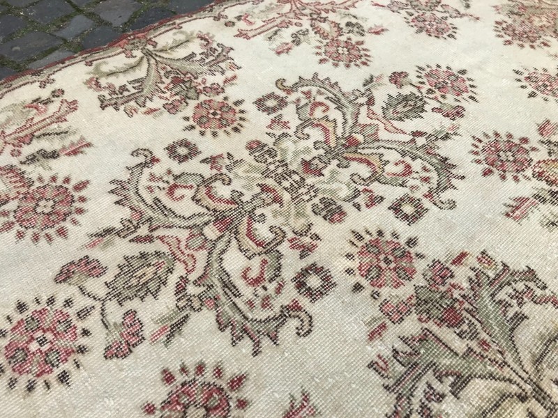 Bohemian Area Rug Handmade Wool Rug Turkish Vintage Traditional Rug 3,6 x 7,0 ft gallery