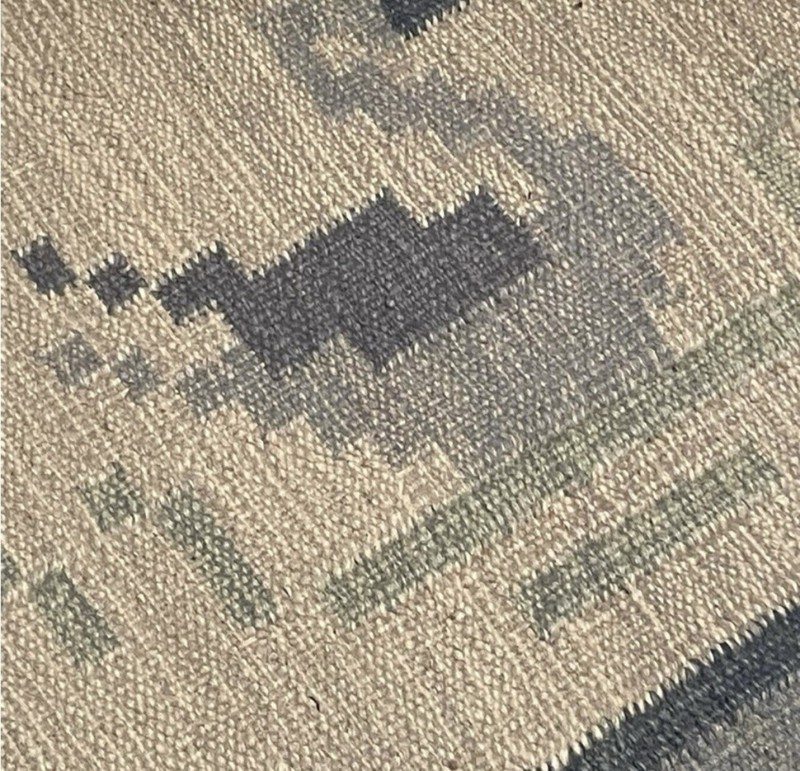 Swedish Wool Flatweave Rug Duck Motif Blue Gray Folk Art 80x54 vintage rug gallery