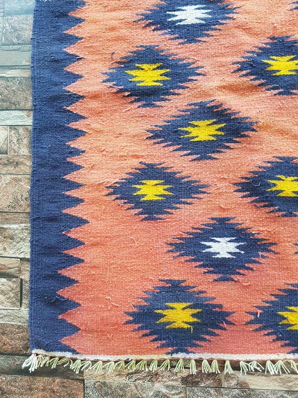 Vintage Handmade Turkish Geometric Wool Kilim Rug 166x99 cm gallery