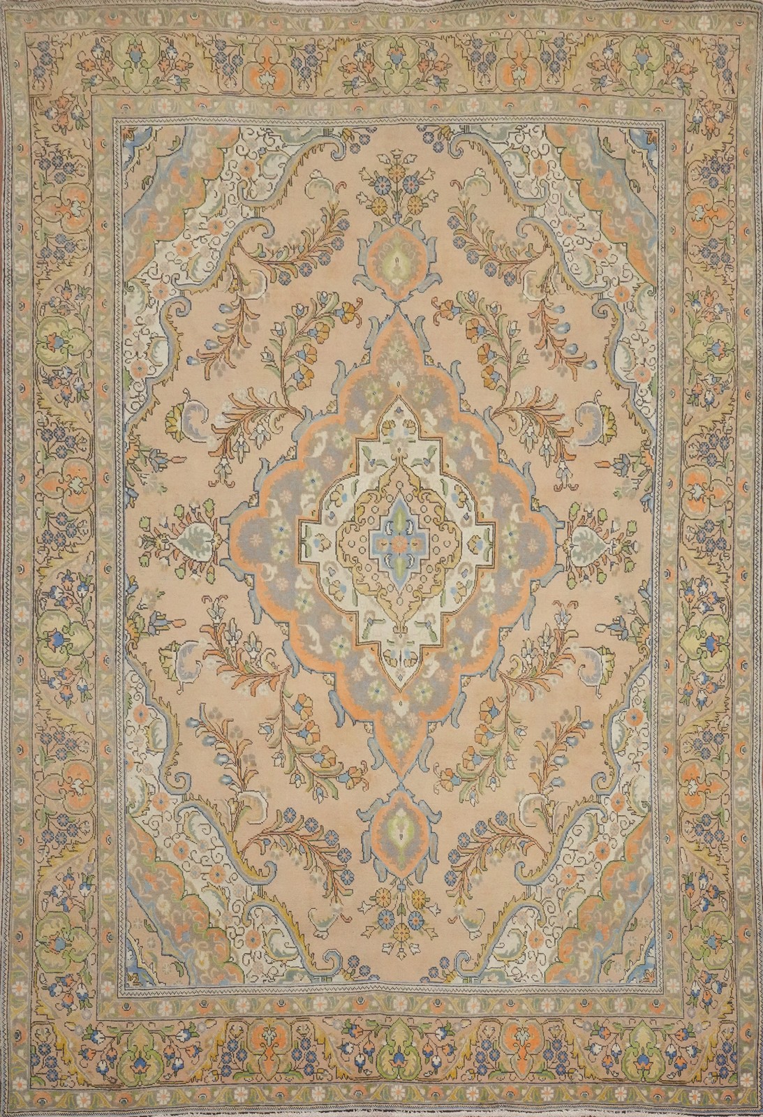 Traditional Peach Wool Hand-knotted Floral Living Room Area Rug 10x13 Carpet gallery