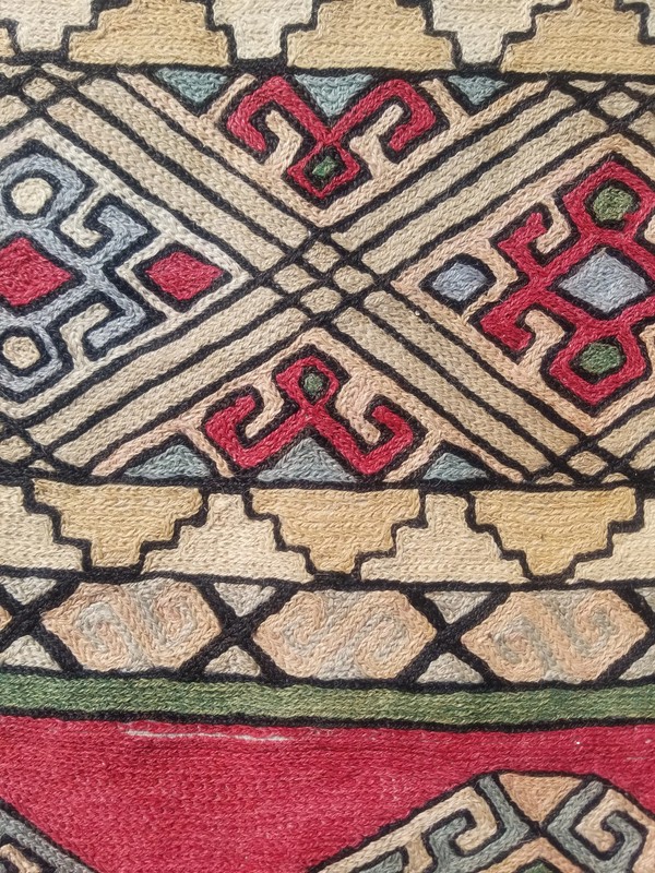 Vintage Traditional Handmade Anatolian Wool Red Kilim 4.10x2.10ft gallery