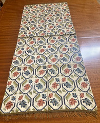 Antique French Table Runner with metallic tassles 40” by 16.5”