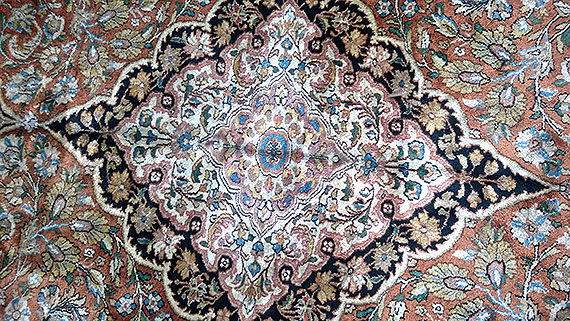 A SENSATIONAL 💯 % Silk QOUM PATTERN ON KASHMIR INDIA RUG gallery