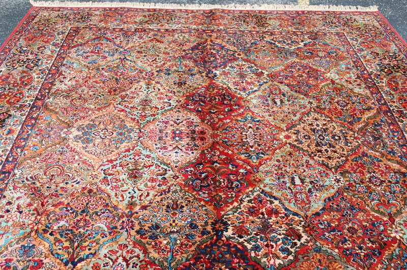 ANTIQUE EARLY KARASTAN KIRMAN MULTI_COLOR PANEL PATTERN#717 RUG CARPET 8.8 X10.6 gallery