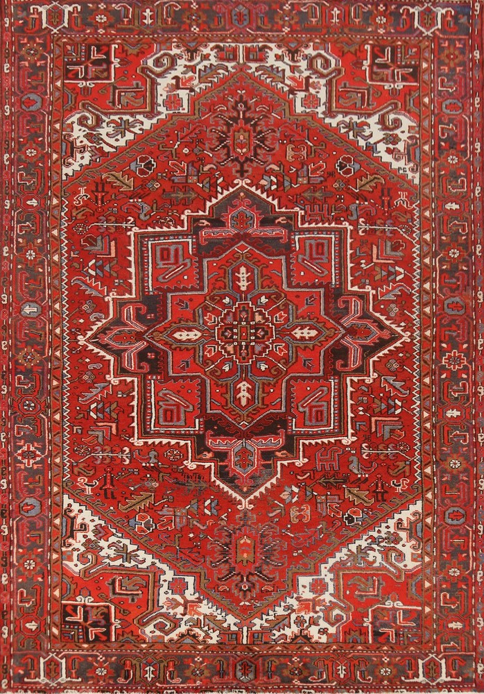 Traditional Red Area Rug 7x10 Ft Hand-Knotted Oriental Wool Carpet Medallion Rug