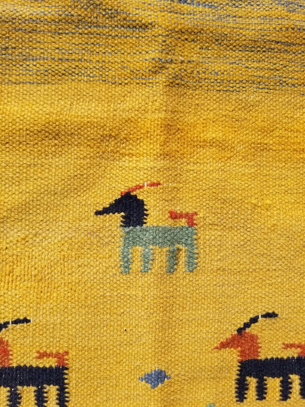 Vintage Traditional Handmade Gabbeh Wool Multicolor Kilim 4.9x2.8 ft gallery