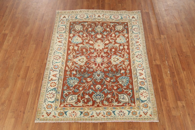 Rust/ Ivory Vintage Overdyed Wool Traditional Rug 4x6 ft Hand-knotted Carpet gallery