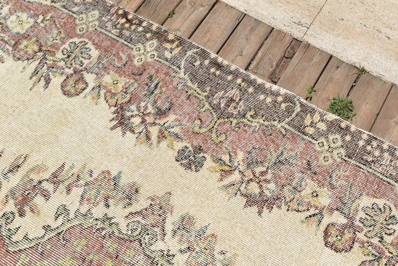 Turkish Oushak Rug 5x9 Vintage Rug AMAZING Beige Floral Oriental Rug 180x280cm gallery
