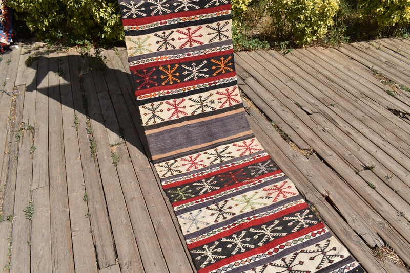 Turkish Rug 2'x7' Oriental Rug Cicim Runner Kilim Corridor Hallway Rug 63x230cm gallery