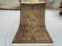 2’6 x 4’4 ft Caucasian Kazak Rug Vintage Hand-Knotted Tribal Area Rug, Moss Rug
