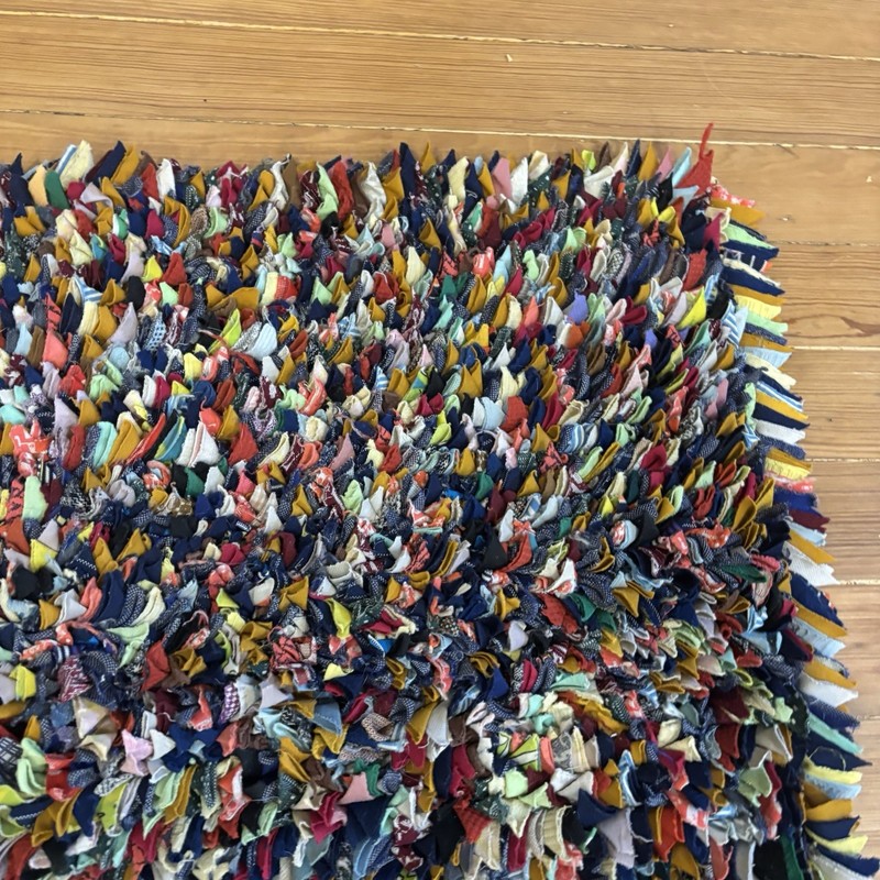 Vintage Heavy Backing Colorful Hooked Rag Rug Handmade 35”x29” Accent Entry OOAK gallery