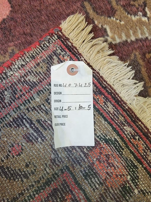Antique Oriental Hand-Knotted Wool Area Rug Salmon/Burgundy/Green 4'5" x 6'5" gallery