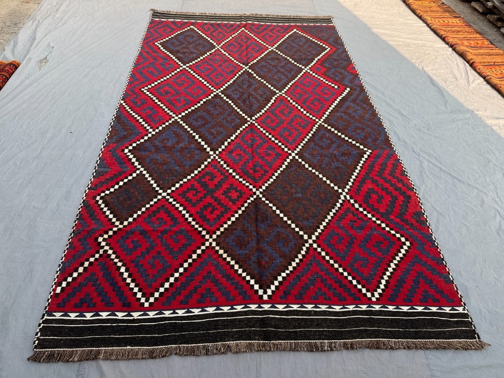 7x11 Red Antique Baluchi Afghan Kilim Rug Handwoven Wool Tribal Lounge Oriental