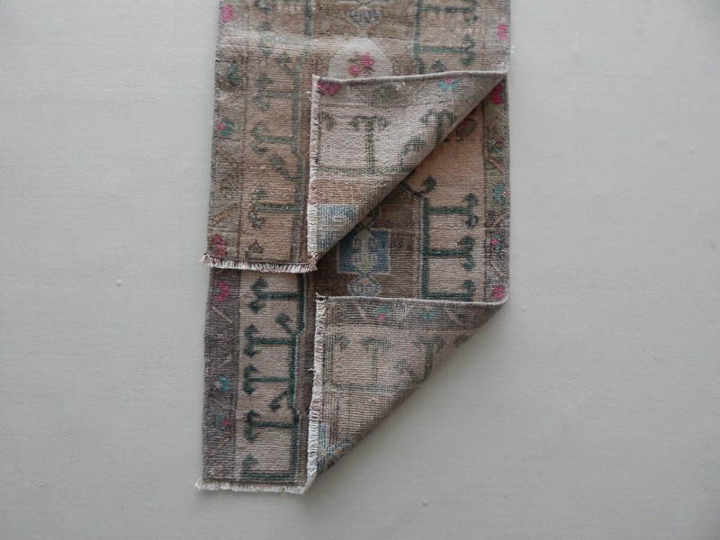Vintage Small Wool Doormats, Set Of 2, Pair Hand Knotted Rugs, Oushak Ushak Rug gallery